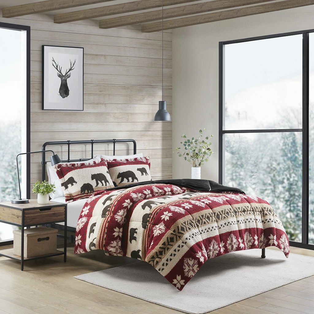 Tunbridge - Print Comforter Set - Red / Black