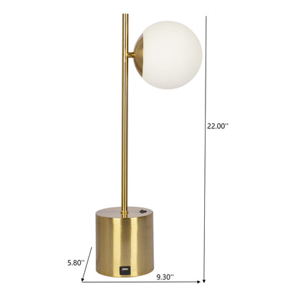 Ethereal - Modern Small Table Lamp, Desk Lamp Fixture With Globe Shade - Gold / White Ashcroft Furniture