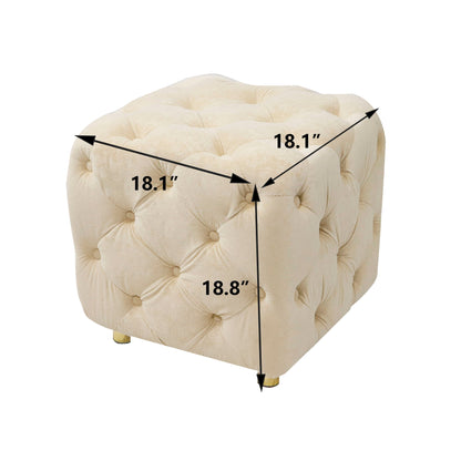 Modern Velvet Upholstered Ottoman, Exquisite Small End Table, Soft Foot Stool, Dressing Makeup Chair, Comfortable Seat For Living Room, Bedroom, Entrance Home Essentials