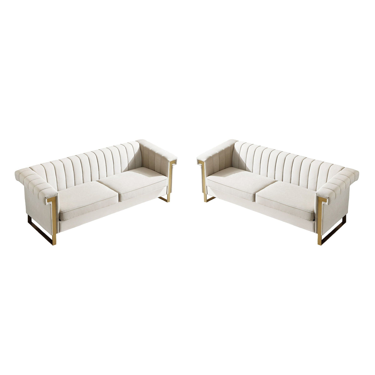 2 Piece Sofa Set With Tufted Back And Deep Seating Home Essentials
