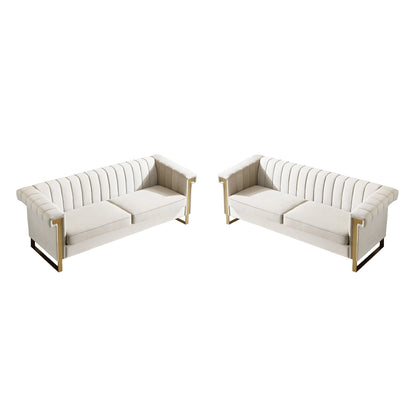 2 Piece Sofa Set With Tufted Back And Deep Seating Home Essentials