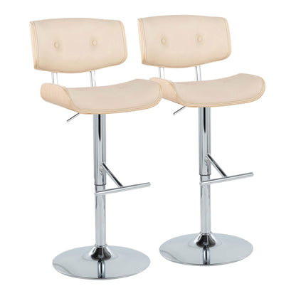 Lombardi - Contemporary Adjustable Barstool With Swivel With Straight T Footrest (Set of 2) Lumi Source