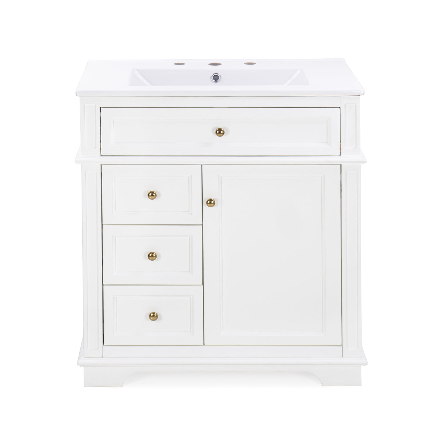 Freestanding Bathroom Vanity With Sink, Soft Closing Door, Tip Out Drawer Noble House