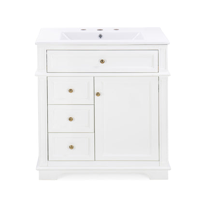 Freestanding Bathroom Vanity With Sink, Soft Closing Door, Tip Out Drawer Noble House