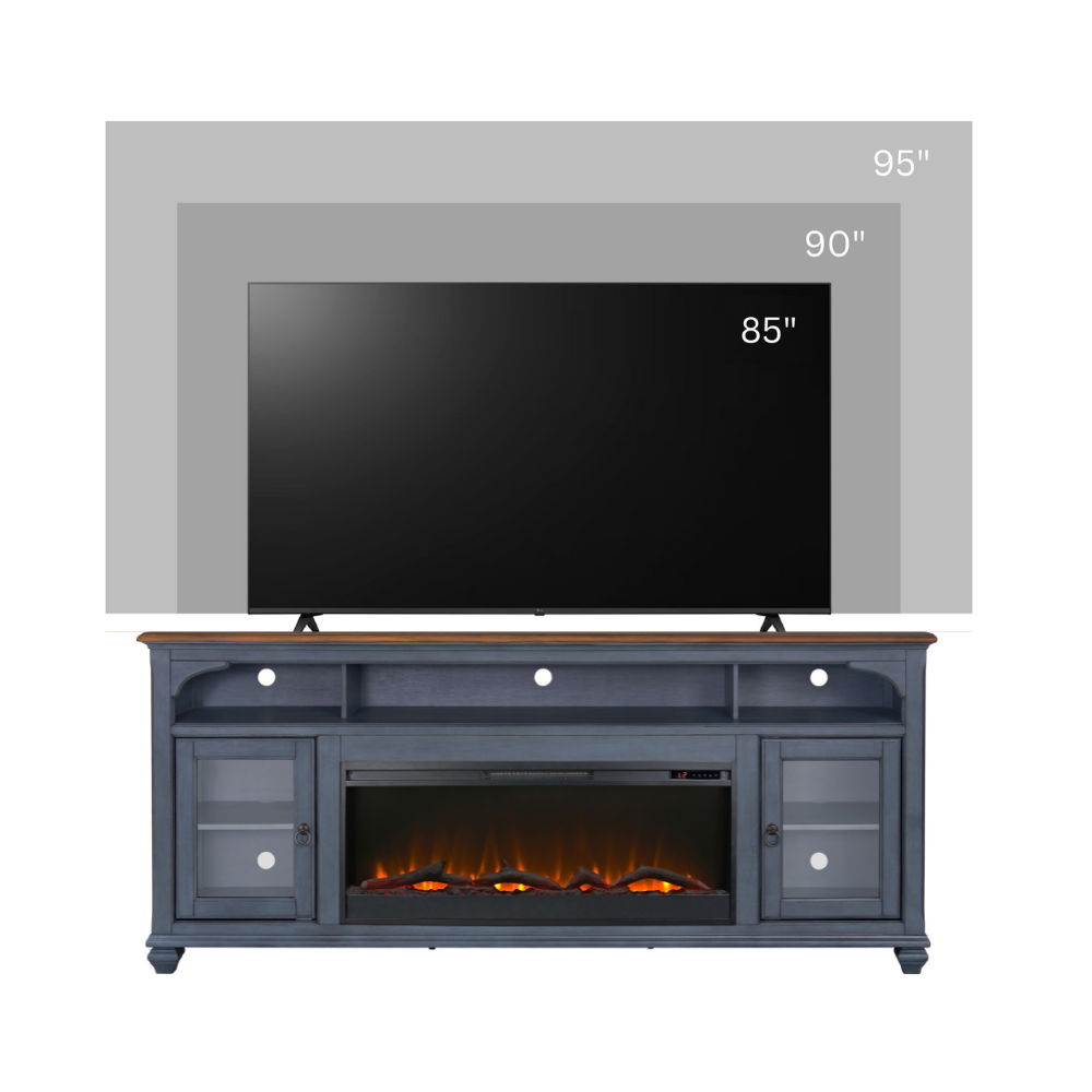 Americana - 86 In Fireplace TV Stand For TVs Up To 95" - Blue Legends