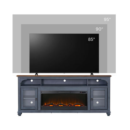 Americana - 86 In Fireplace TV Stand For TVs Up To 95" - Blue Legends