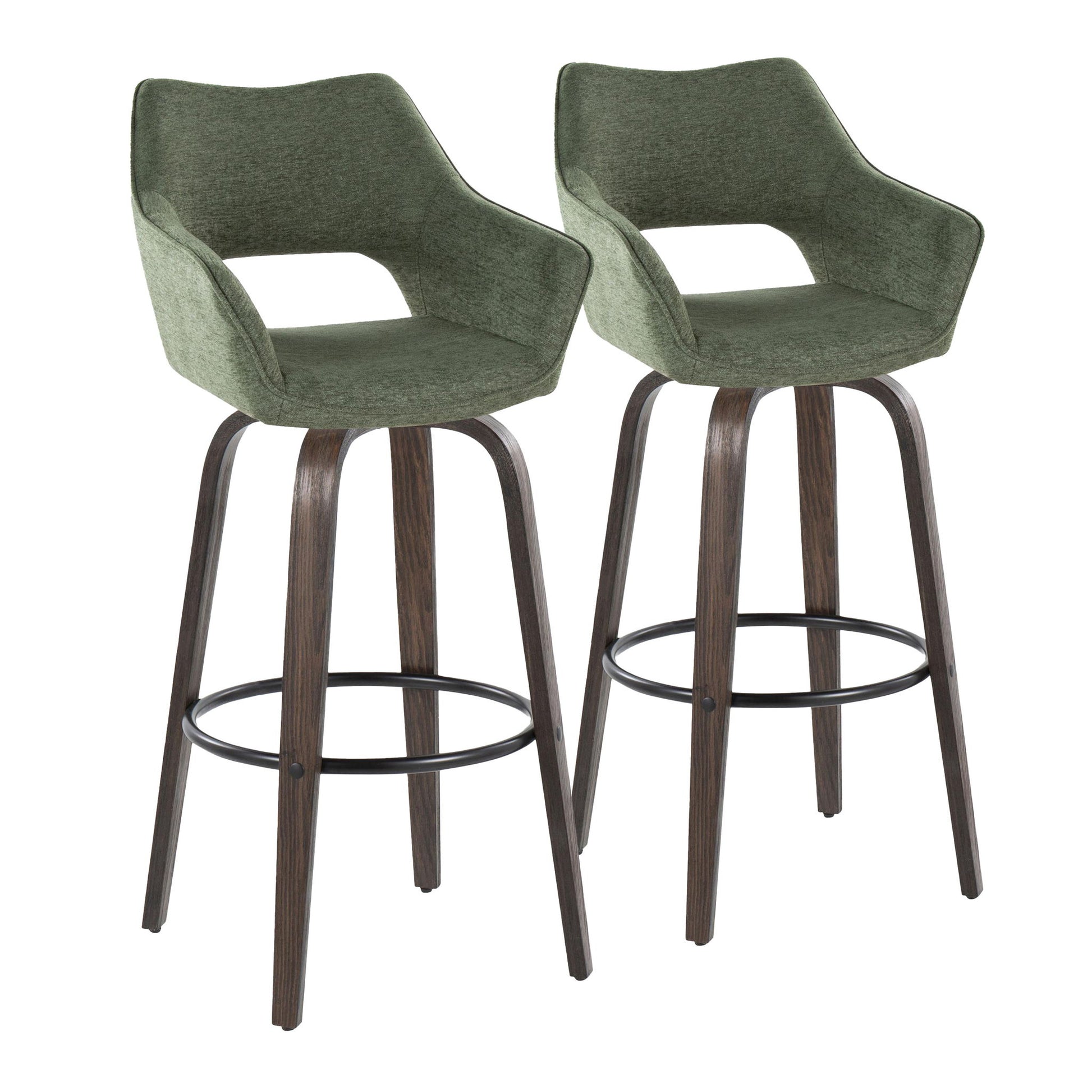 Mustang - Contemporary Fixed Height Barstool With Swivel With Round Footrest (Set of 2) Lumi Source
