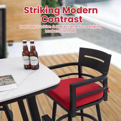 5 Pieces Outdoor Patio Bar Set, Rounded Square Sintered Stone Table & 4 Swivel Bar Chairs Life Outside