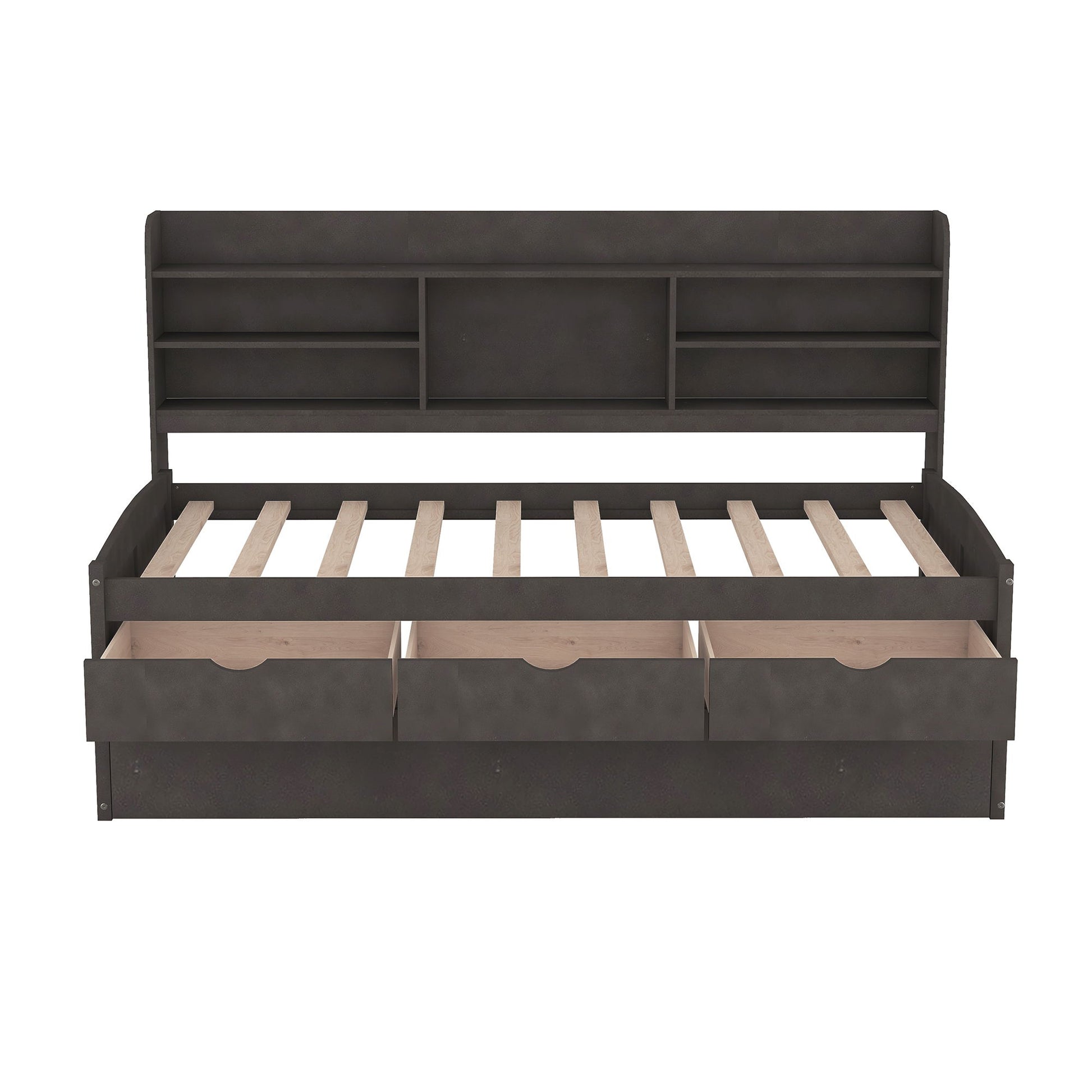 Captain Bed With Built In Bookshelves, 3 Storage Drawers, And Trundle Hearth and Haven