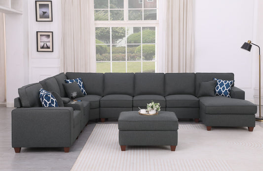 Eric - 9 Piece Upholstered Sectional With Ottoman Urban Retreats