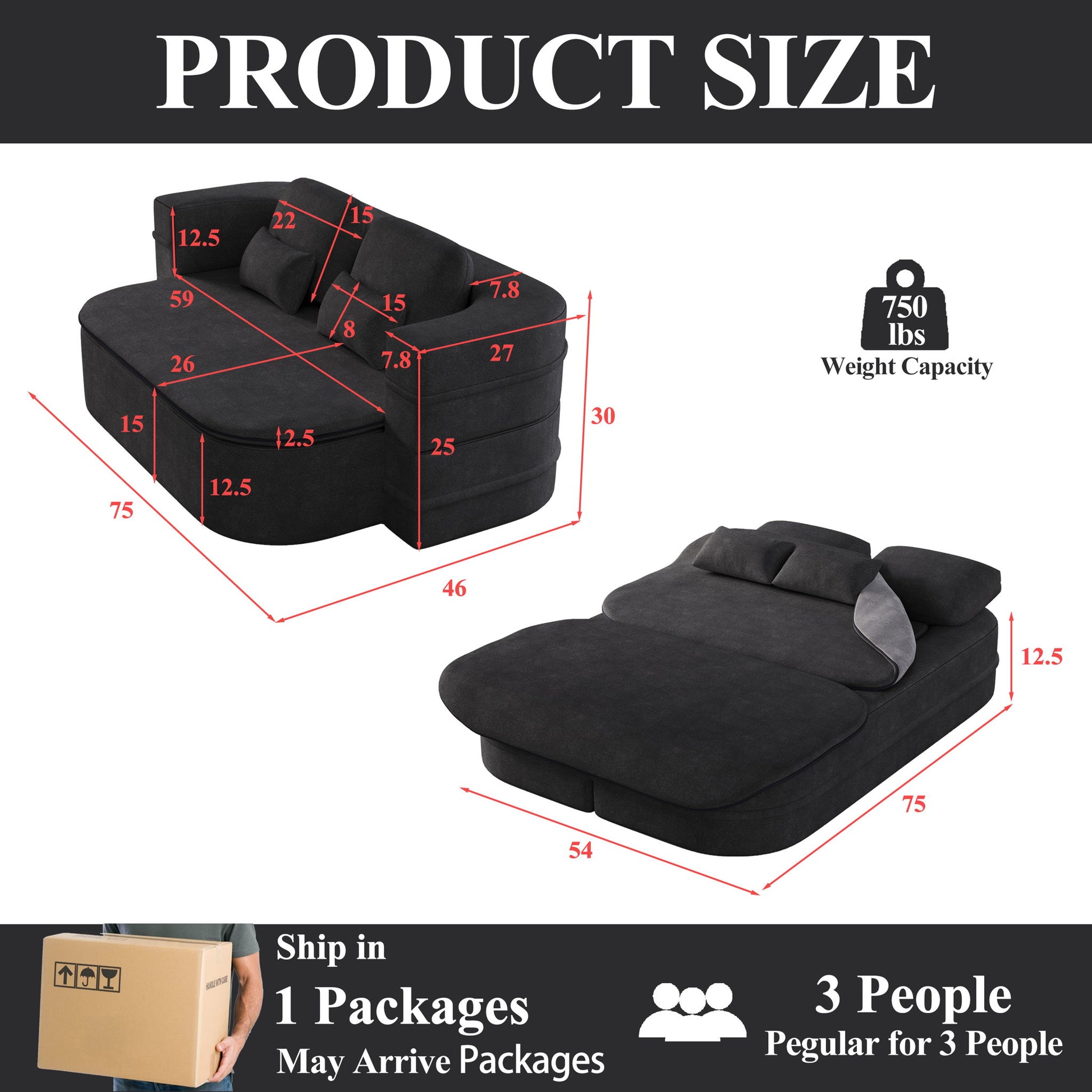2 In 1 Foldable Sofa Bed With Multi Functional Blanket, Floor Lounge Sofa Home Essentials