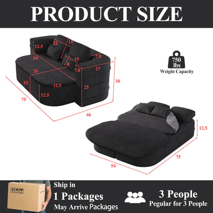 2 In 1 Foldable Sofa Bed With Multi Functional Blanket, Floor Lounge Sofa Home Essentials