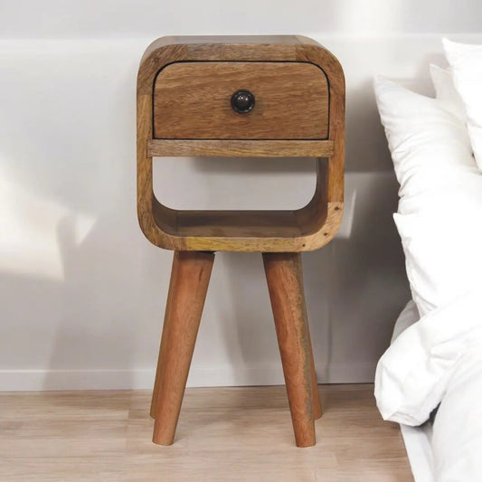 Mini California Curved Nightstand Wth Lower Slot Artisan Furniture
