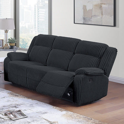Motion Reclining Sofa With Seat And Adjustable Footrests For Living Room - Black Home Essentials
