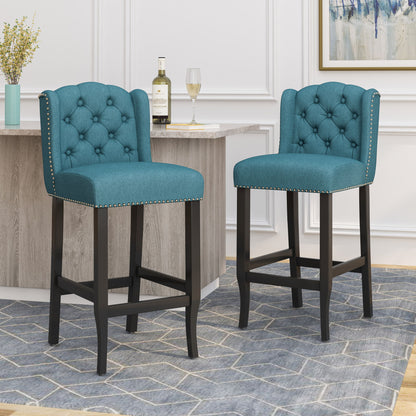 Vienna - Contemporary Fabric Tufted Wingback Counter Stools (Set of 2) Noble House