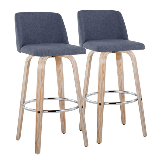 Toriano - Contemporary Fixed Height Barstool With Swivel & Round Footrest (Set of 2) Lumi Source