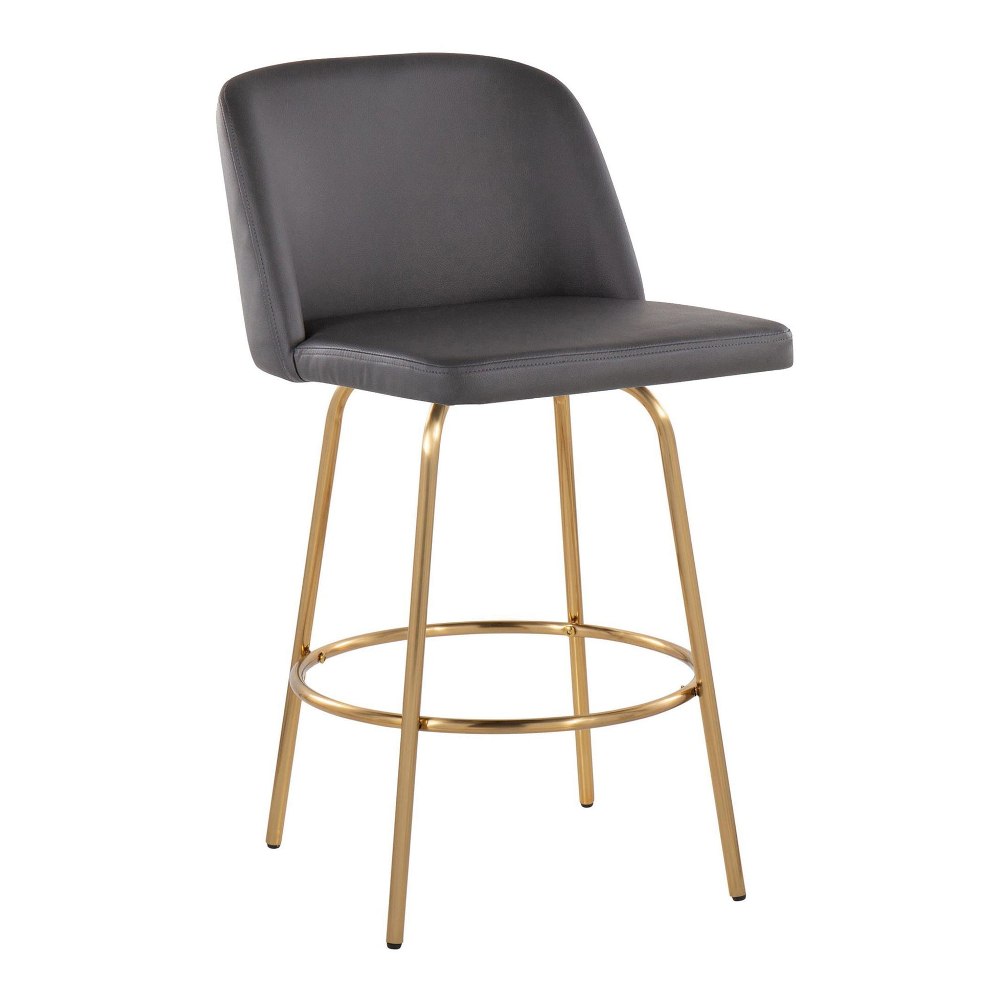 Toriano - Contemporary, Fixed Height Counter Stool With Swivel With Round Footrest (Set of 2) Lumi Source