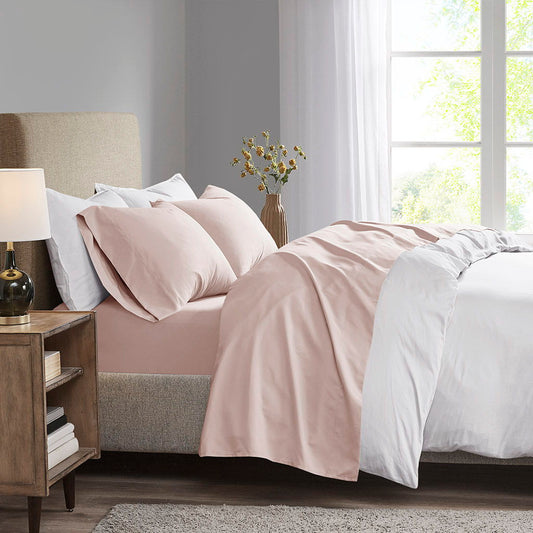 Twin Long All Season Moisture Wicking Lightweight Sheet Set - Blush Madison Park