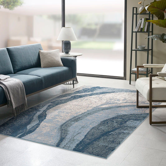 Grace - 5' X 7' Abstract Wave Area Rug - Blue