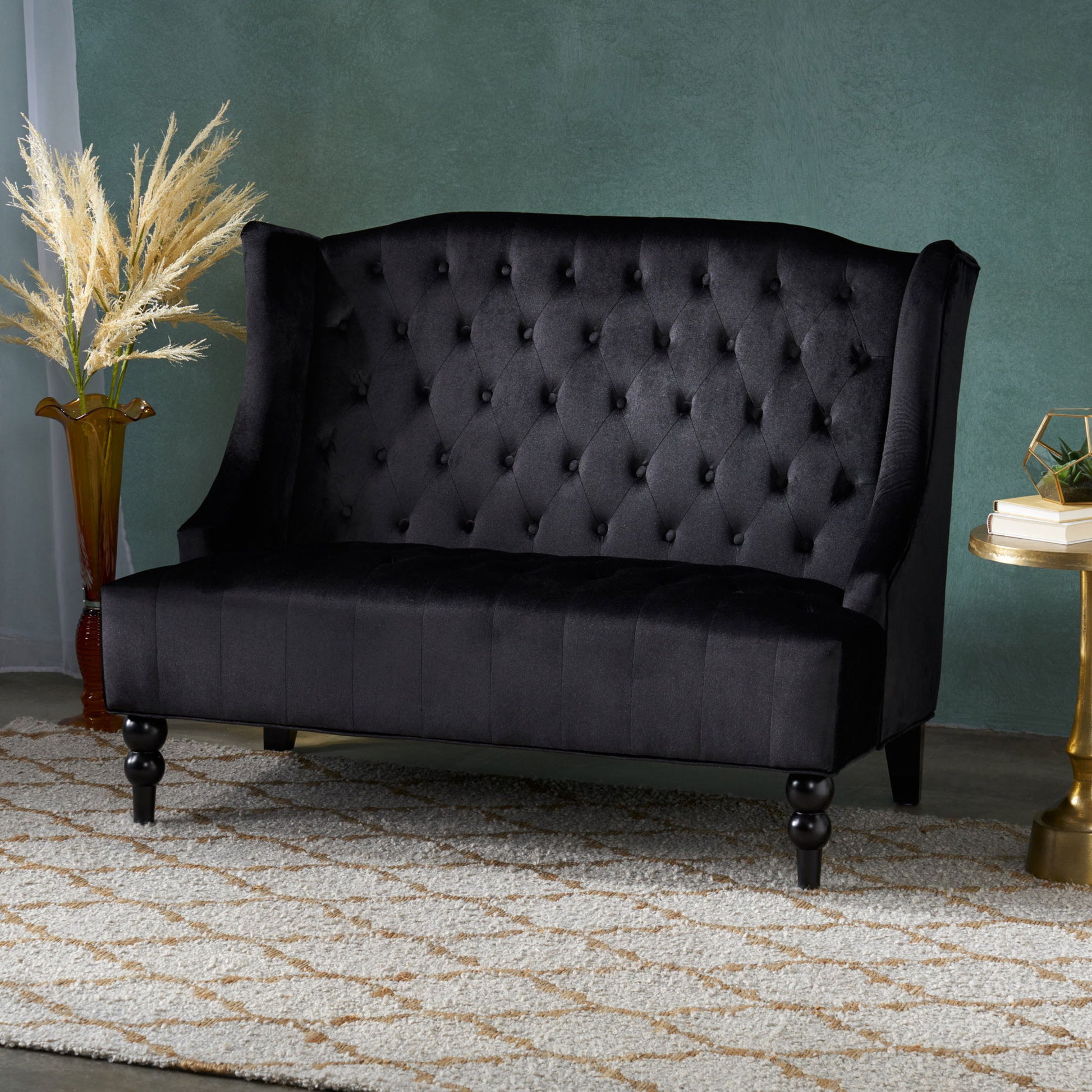 Nurturing - Upholstered Loveseat With Wing Back And Diamond Tufting Noble House