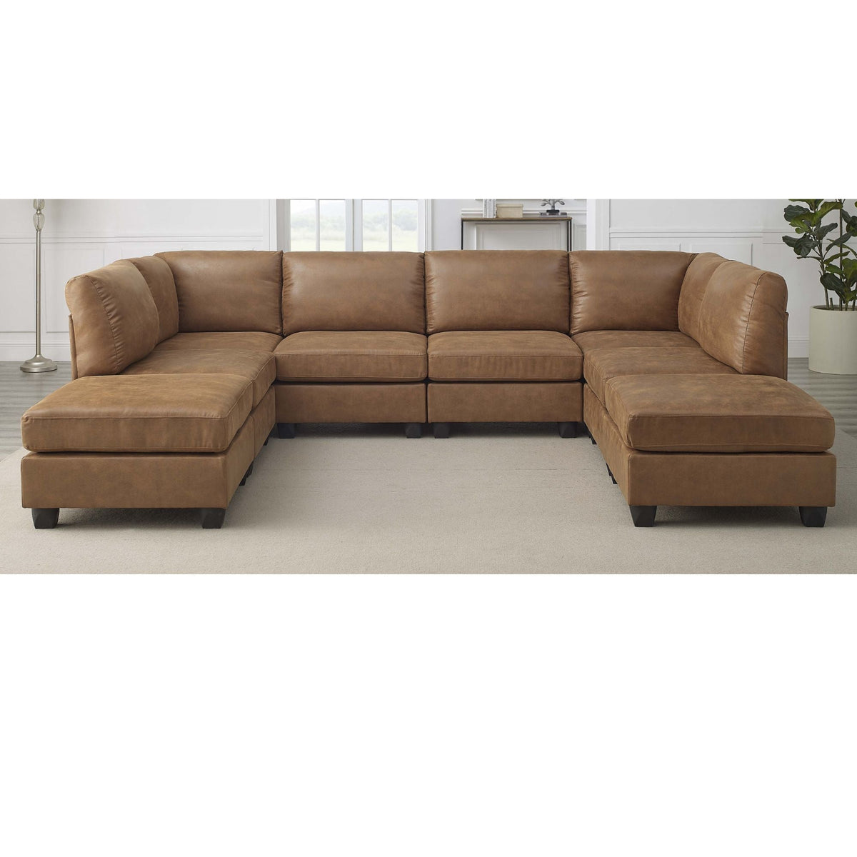 Modular Sectional, Customizable Layout, Removable Cushions - Brown Home Essentials