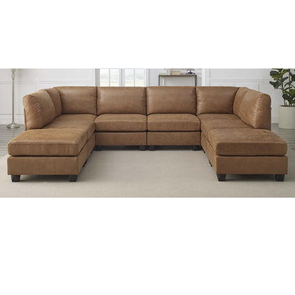 Modular Sectional, Customizable Layout, Removable Cushions - Brown Home Essentials