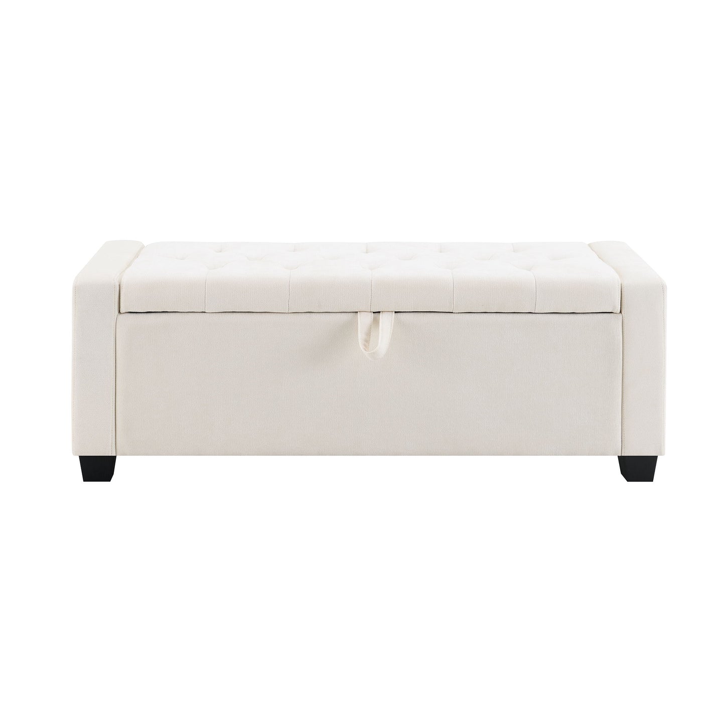 Upholstered Storage Ottoman Bench With Button Tufting And Safety Hinge Home Essentials