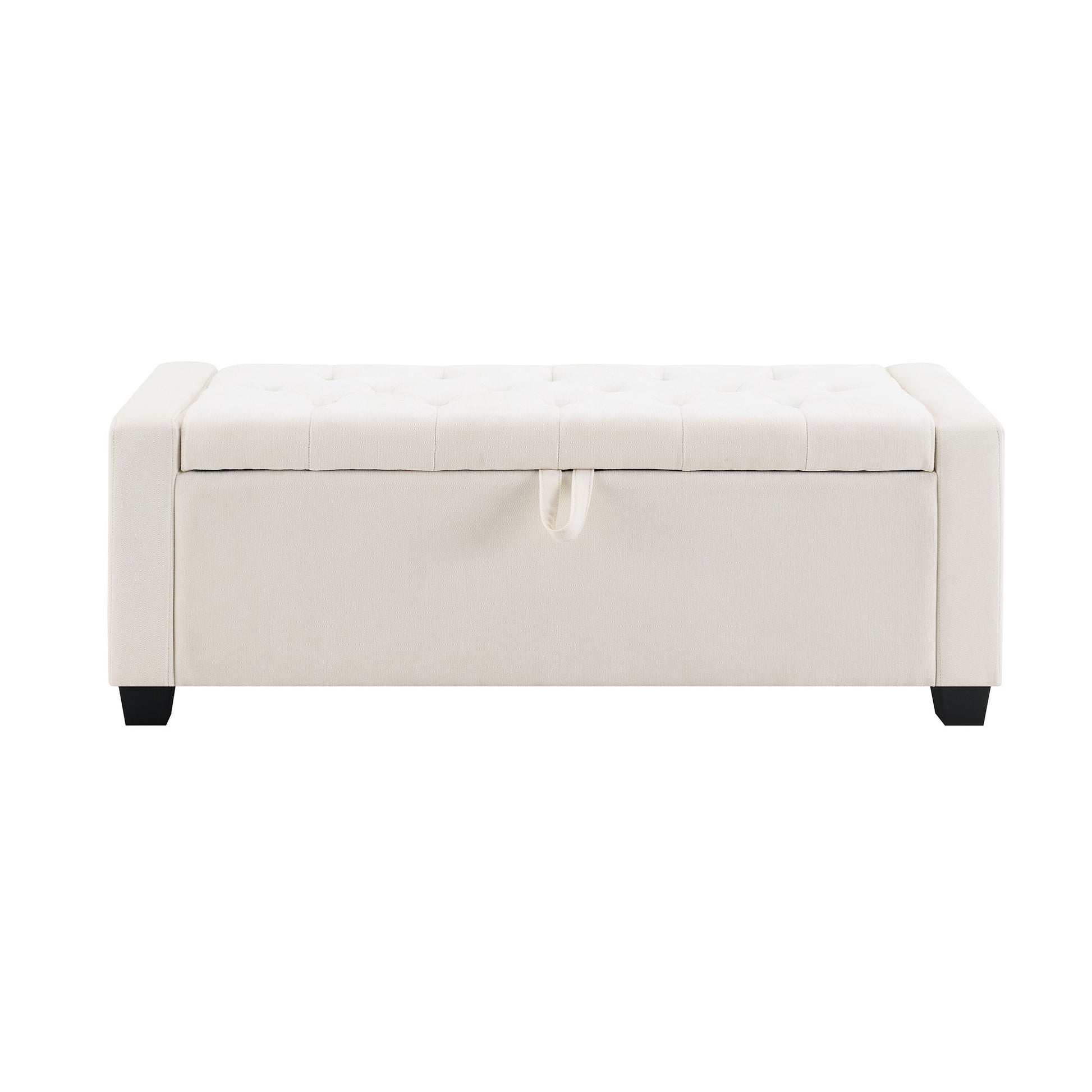 Upholstered Storage Ottoman Bench With Button Tufting And Safety Hinge Home Essentials