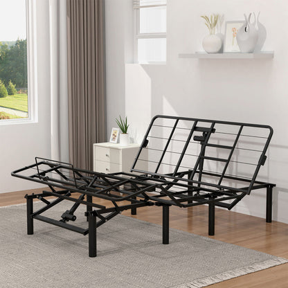 Adjustable Bed Base Frame With Head And Foot Incline, Quiet Motor, Queen Size Steel, Dual USB A, C Ports - Black Home Essentials
