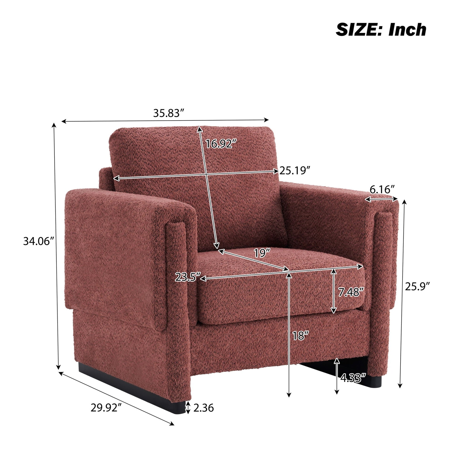 Upholstered Accent Armchair With Square Arm Hearth and Haven