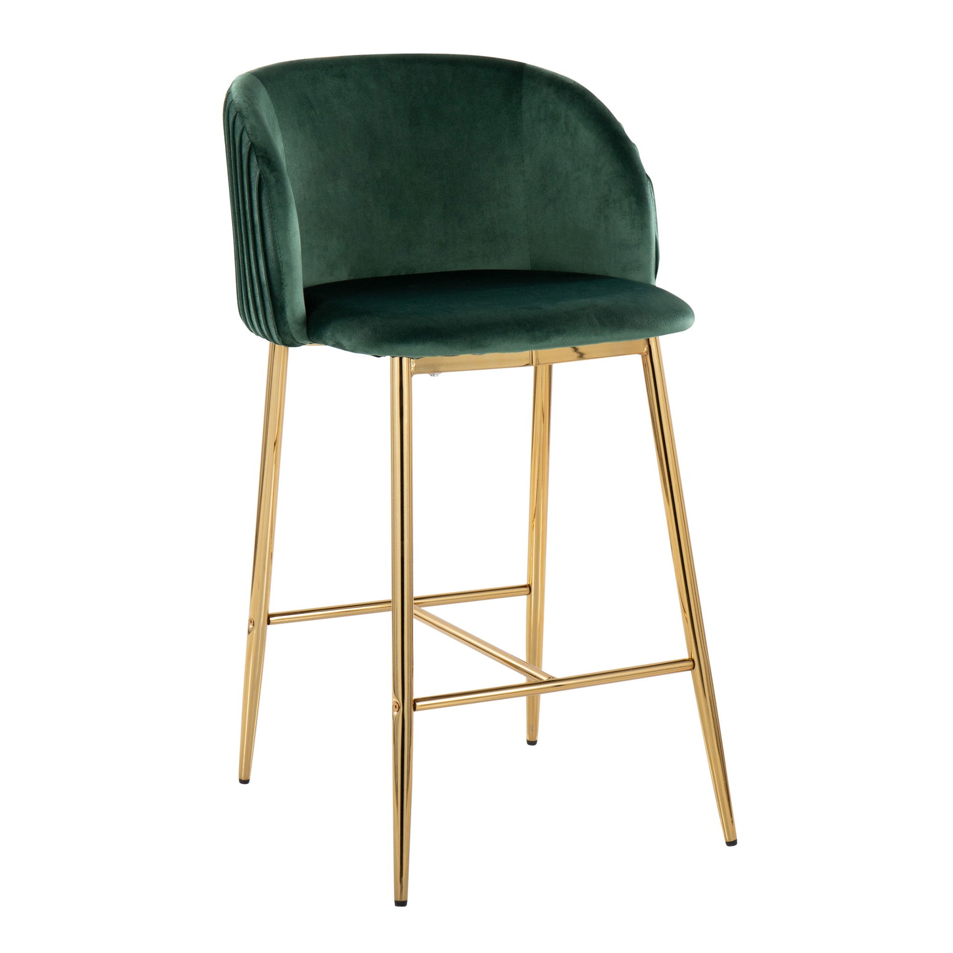 Fran - Pleated Contemporary / Glam Fixed Height Counter Stool (Set of 2) Lumi Source