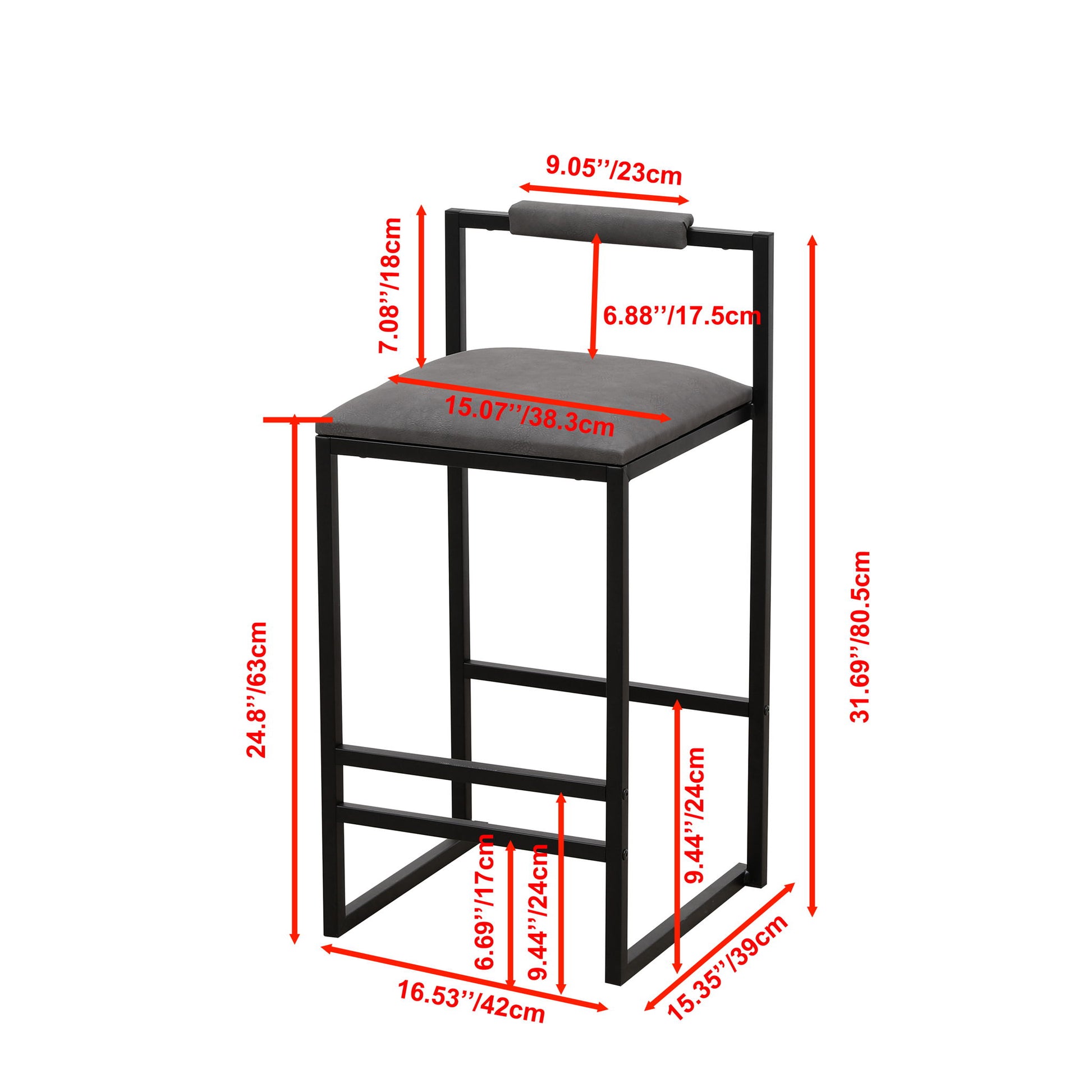 Elegant Bar Stool Set With Backrest And Footrest, Counter Height (Set of 2) Home Essentials