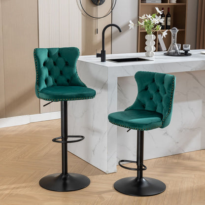 Swivel Velvet Barstools Adjusatble Seat Height, Modern Upholstered Bar Stools With Backs Comfortable Tufted For Home Pub And Kitchen Island (Set of 2) Home Essentials