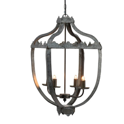 4 Light Metal Chandelier, Hanging Light Fixture With Adjustable Chain For Kitchen Dining Room Foyer Entryway, Bulb Not Included - Gray