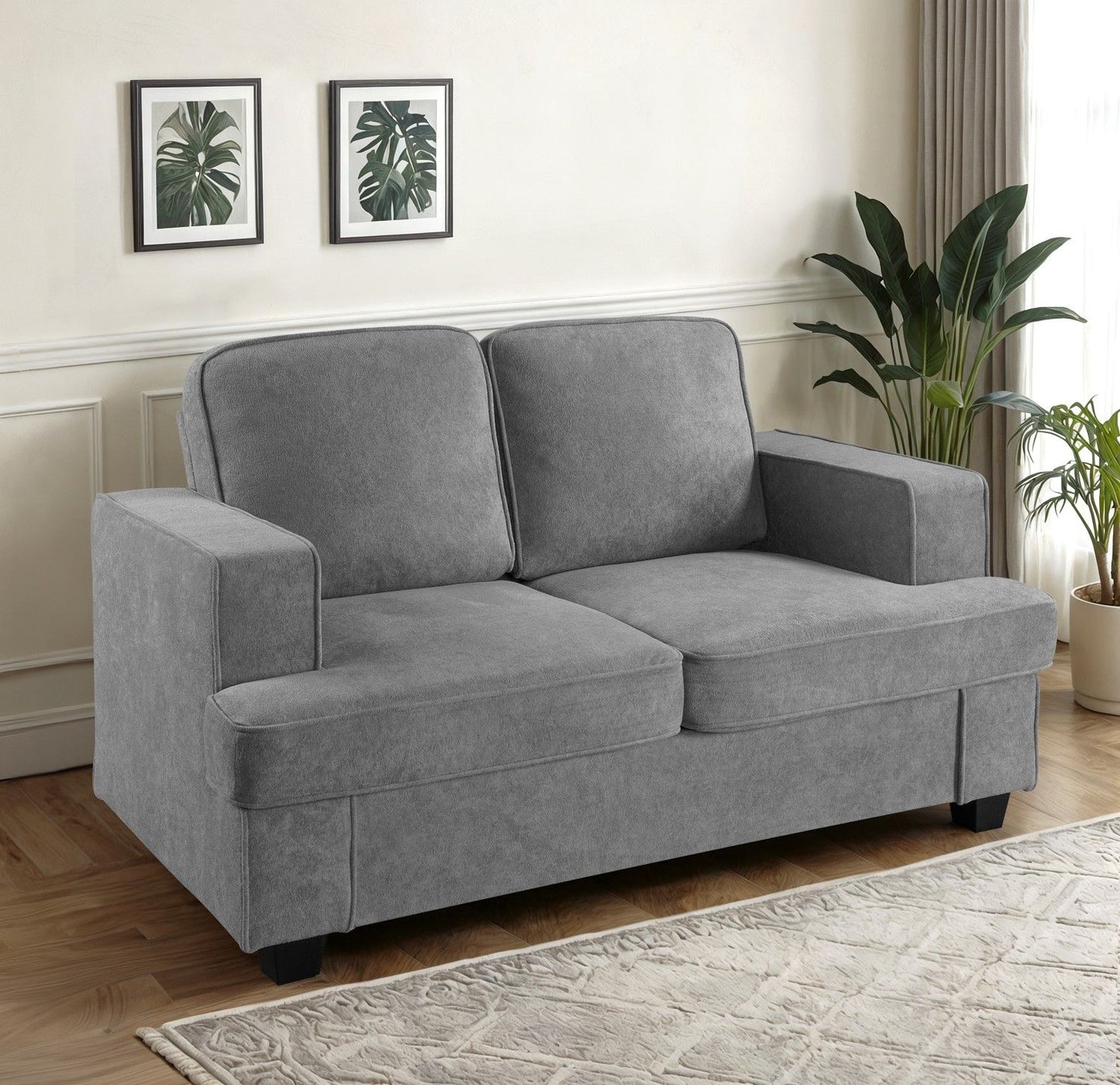 Modern Loveseat, Comfortable 2 Seater Couch With Deep Seating, Loose Back Cushions, Wide Arms US Pride