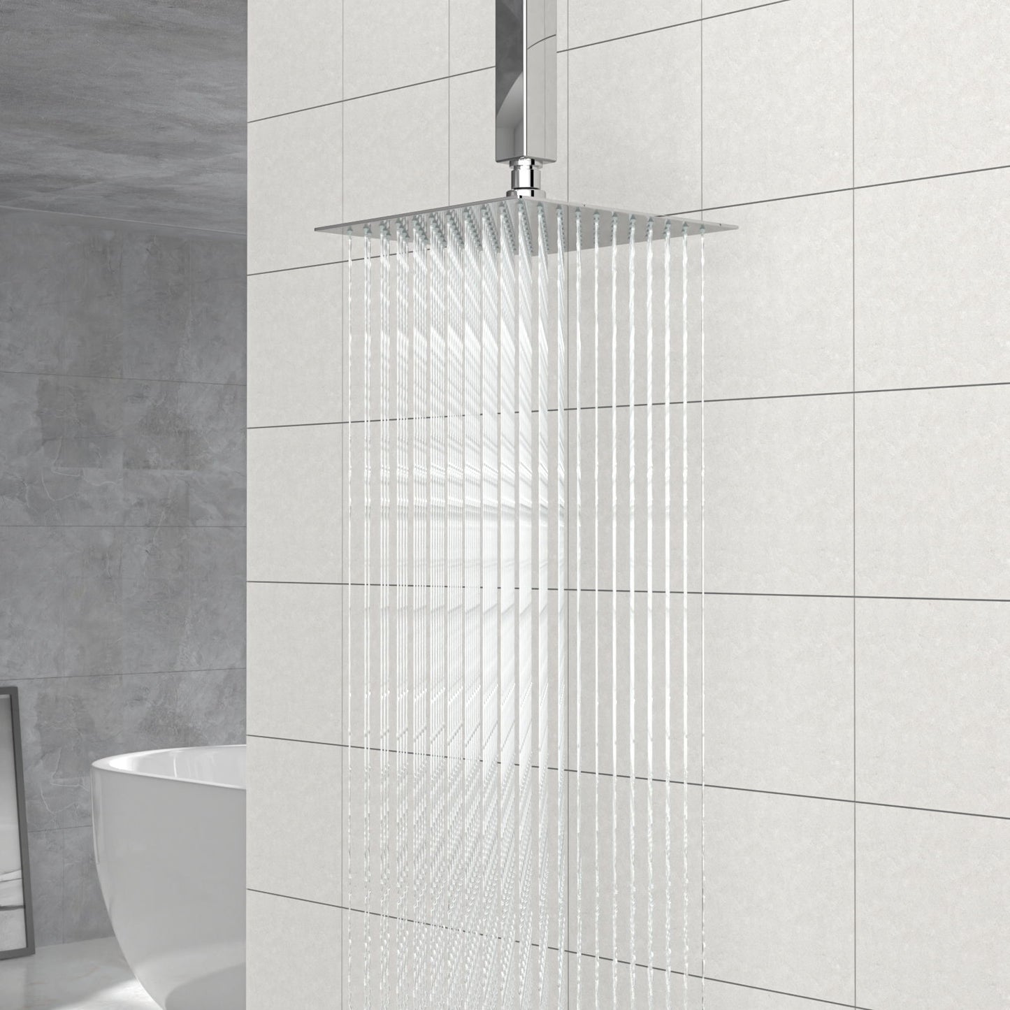 8" Square Rain Shower Head, Ceiling / Wall Mount Stainless Steel Bath Fixture Daily Nest