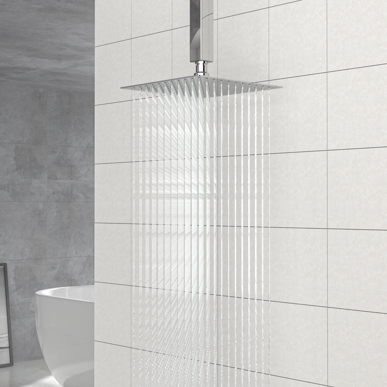 8" Square Rain Shower Head, Ceiling / Wall Mount Stainless Steel Bath Fixture Daily Nest