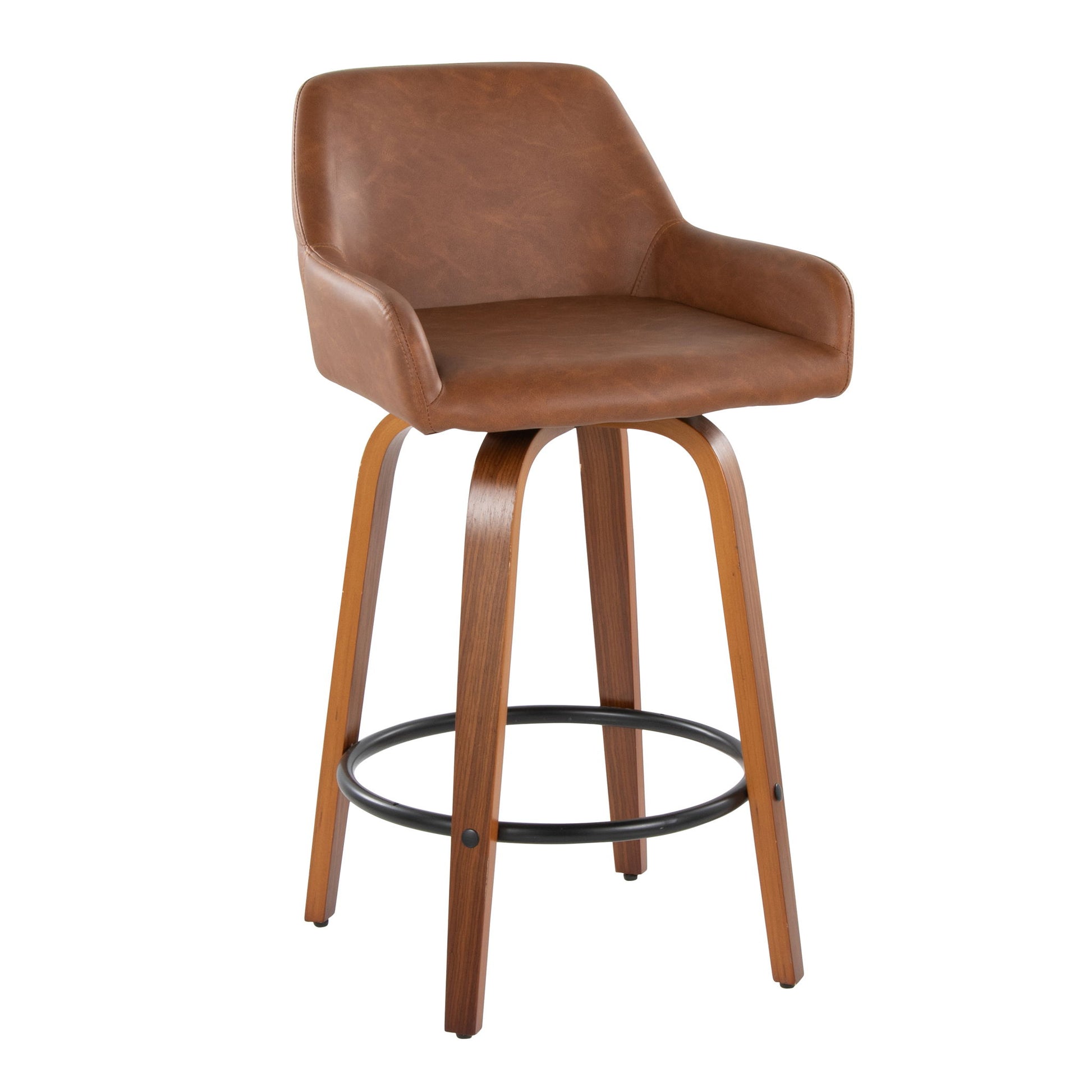 Daniella - Contemporary Fixed Height Counter Stool With Swivel With Round Footrest (Set of 2) Lumi Source