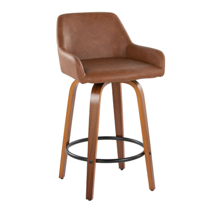 Daniella - Contemporary Fixed Height Counter Stool With Swivel With Round Footrest (Set of 2) Lumi Source