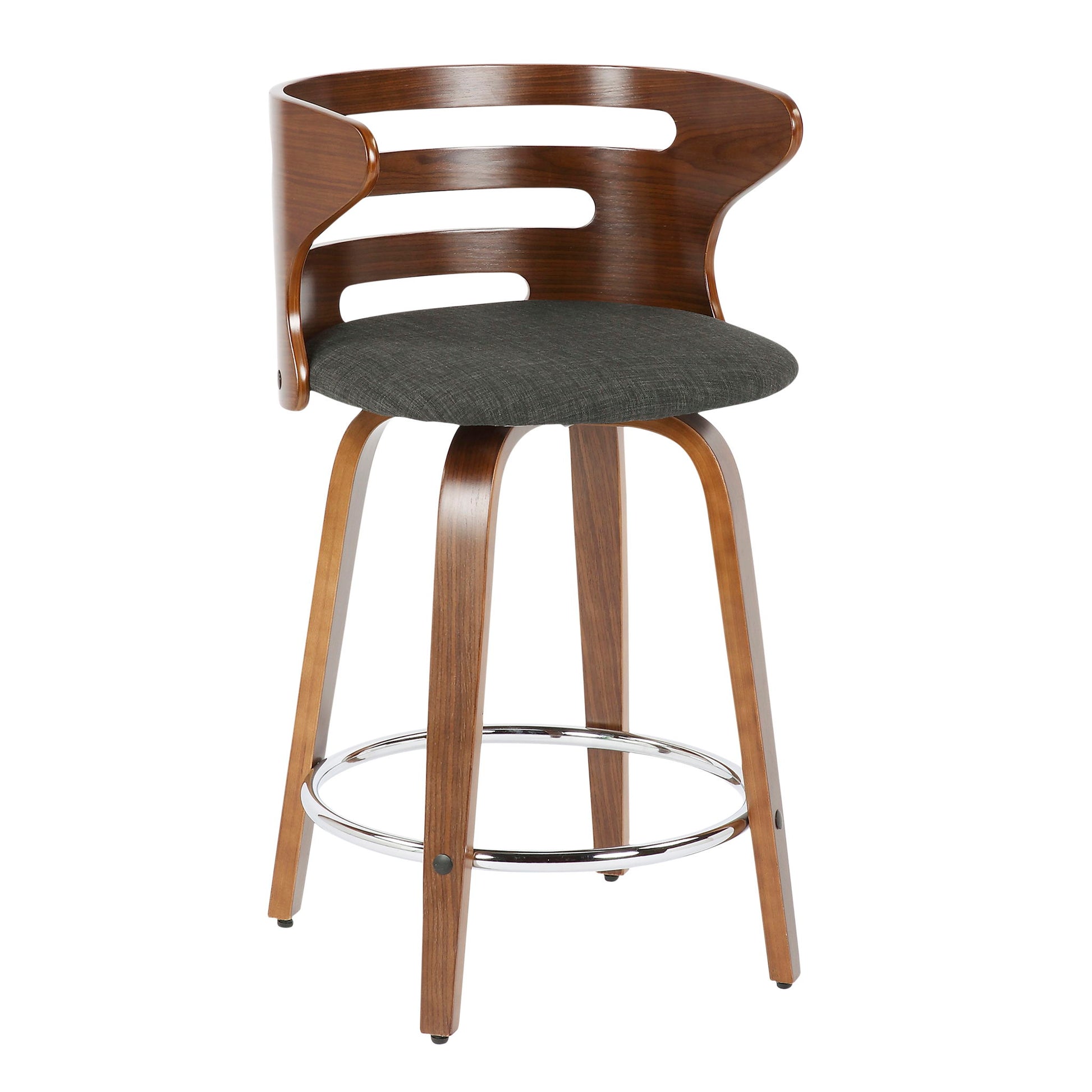 Cosini - Mid Century Modern Fixed Height Counter Stool With Footrest With Swivel (Set of 2) Lumi Source