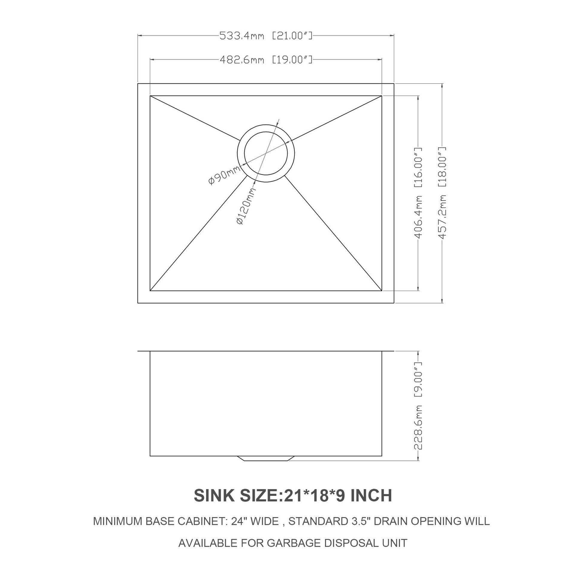 Modern Undermount Stainless Steel Kitchen Sink 16 Gauge, Deep Single Bowl Daily Nest