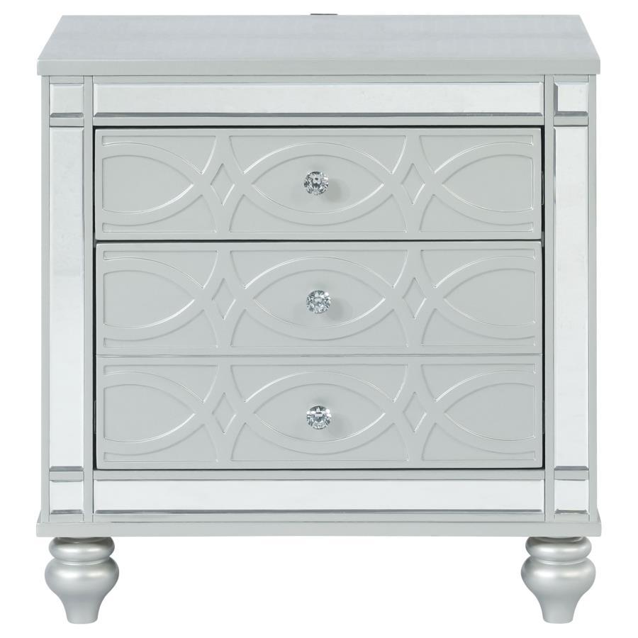 Gunnison - 2-Drawer Nightstand - Silver Metallic CoasterEssence