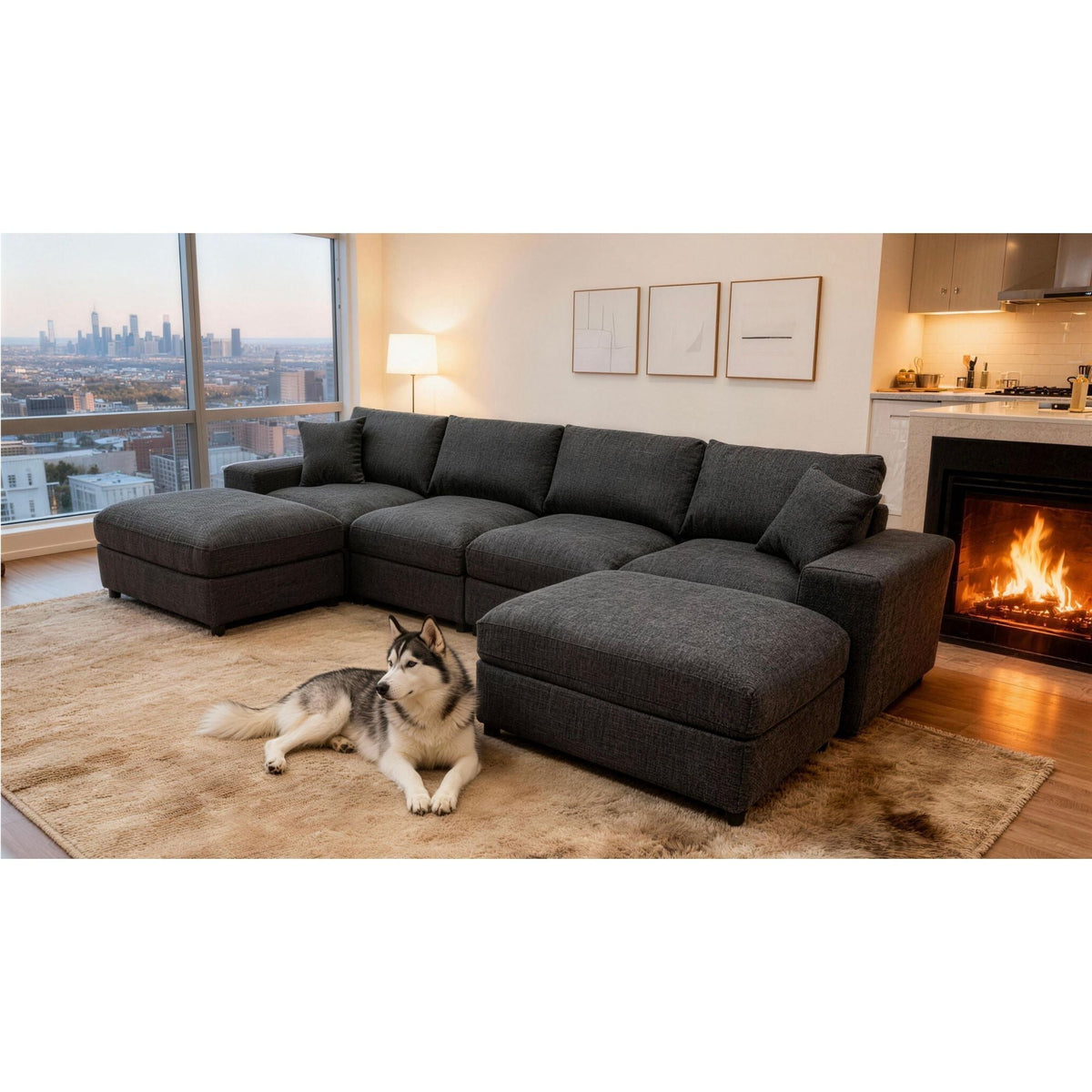 Sectional Sofa With 2 Ottomans And Toss Pillows Home Essentials