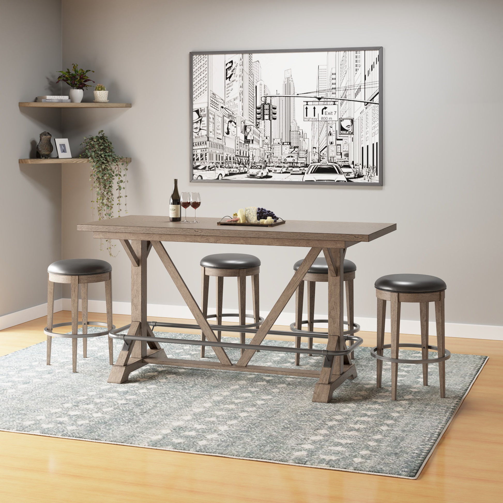 Bar Height Trestle Table - Brown Home Essentials