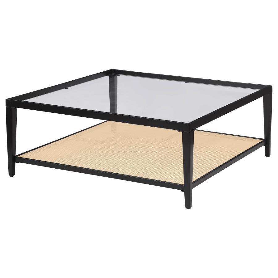 Amherst - Glass Top Metal with Cane Shelf Table Coaster Fine Furniture