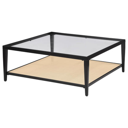 Amherst - Glass Top Metal with Cane Shelf Table Coaster Fine Furniture