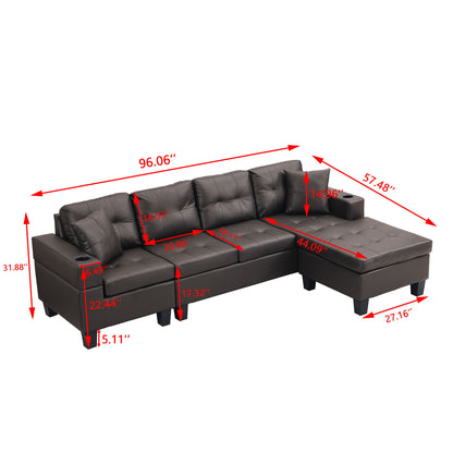 Modern Sectional Sofa Set With Chaise Lounge And Cup Holder Home Essentials