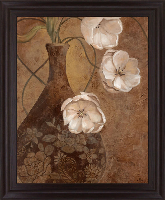 Floral Sepia Elegance - 28" x 34" Framed Wall Art Classy Art