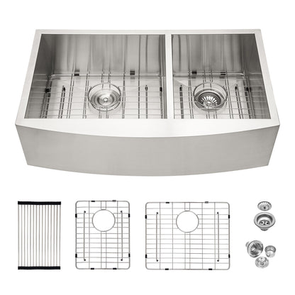 Farmhouse Sink With Double Bowl, 60 / 40 Daily Nest