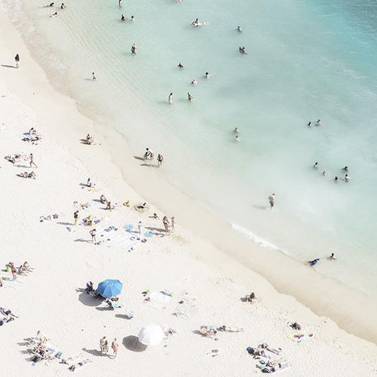 Waikiki Beach By Danita Delimont (Small) - Light Blue Classy Art